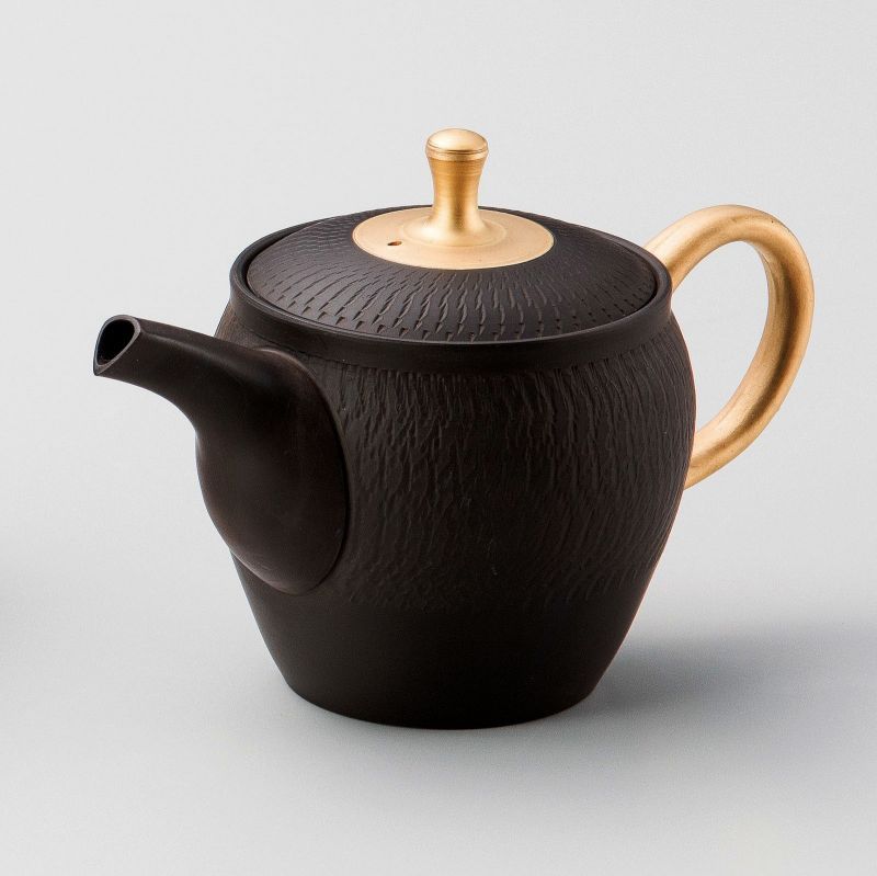 Japanese Tea Pot Teapot Metallic Matte Black w/ Infuser Strainer Made in Japan 