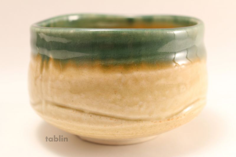 Green Oribe Glaze Japan Import 386-126 World Ceramic Japanese Mino-yaki Ceramic Matcha Bowl 12cm 